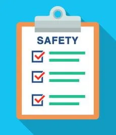 Illustration of a safety checklist on a clipboard with ticked boxes
